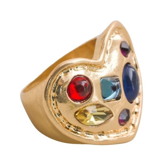 CHICO'S Heart Ring Simulated Stone Colorful Statement $71 - Picture 3 of 5